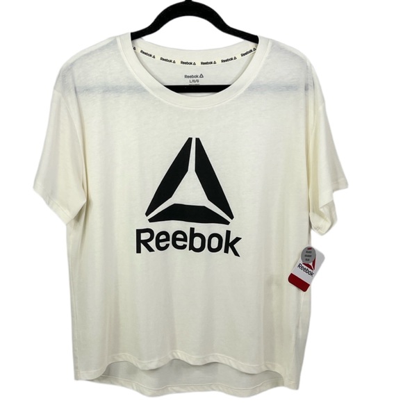 NEW Reebok Women's Infinity Short Sleeve Cropped Jersey Relaxed Fit Tee Shirt L - Picture 7 of 8